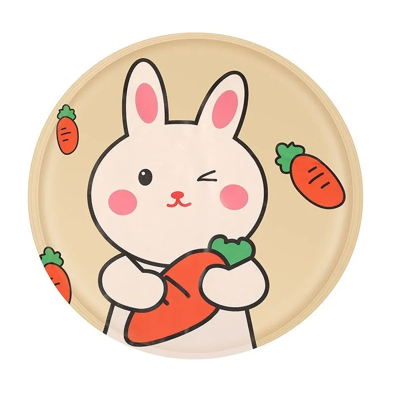 Round pet cooling mat with cartoon pattern design for dogs in beige bunny or blue cat options