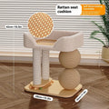 Pine wood cat scratching ball nest with sisal rope posts and double column design