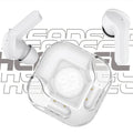 Transparent TWS Bluetooth wireless in-ear headphones in white colour with charging case