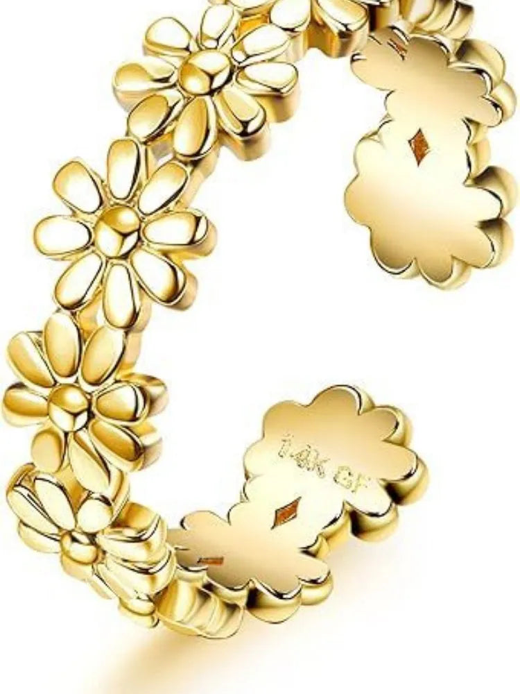Alloy geometric toe ring with 0.5mm thick 14K gold plating in rhinestone design