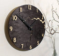 Modern wooden wall clock with creative crack pattern design in colour option