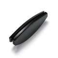 Black retro folding reading glasses with a ring detail, shown in open and closed positions.