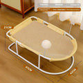 Large grey breathable cat kennel with bracket attachments for summer ventilation