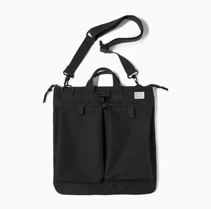 Canvas crossbody messenger bag in military green with 15 inch laptop compartment and shoulder strap