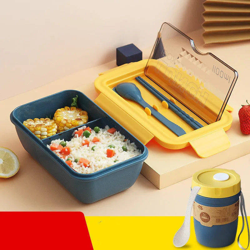 Green four-layer partitioned bento lunch box with separate food compartments