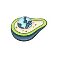 Colourful cartoon fruit and letters design on a zinc alloy metal brooch with pin clasp.