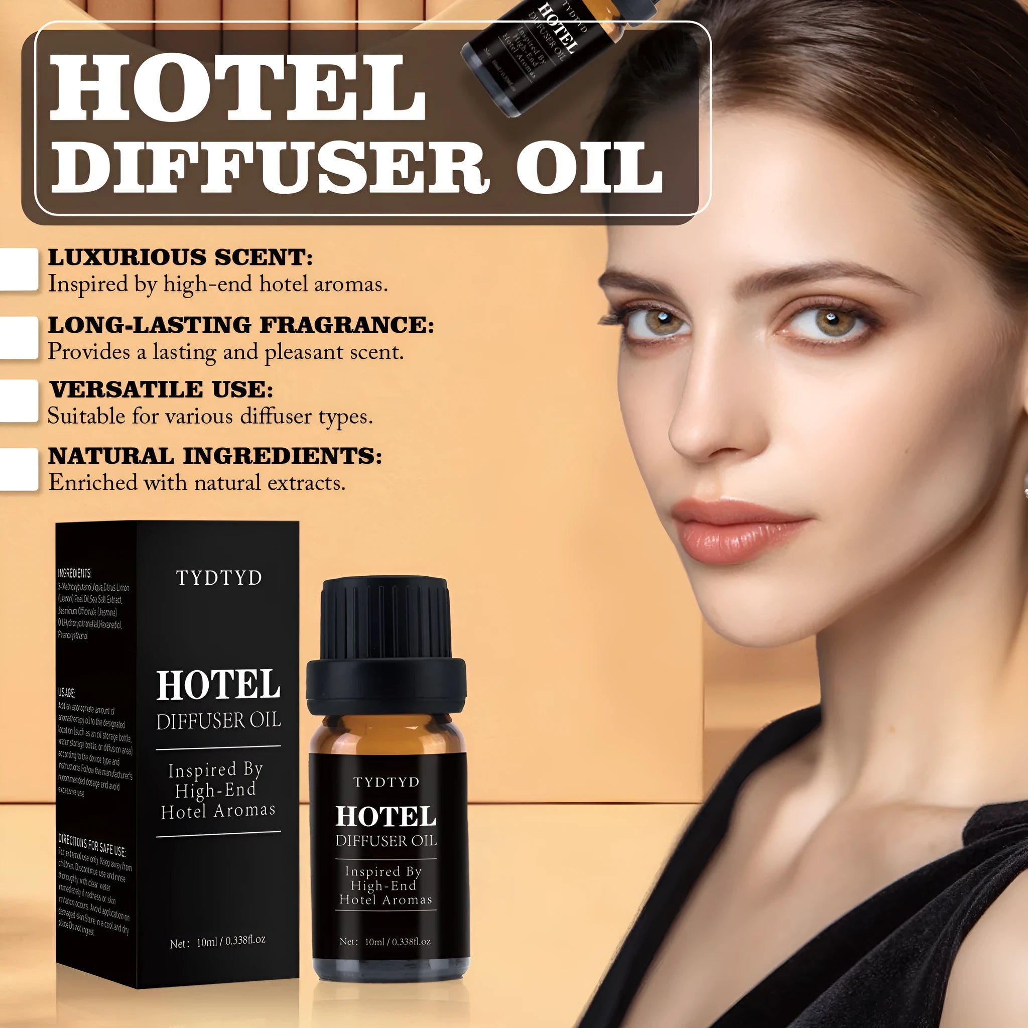 A single 10ml glass bottle of natural plant essential oil with a dropper.