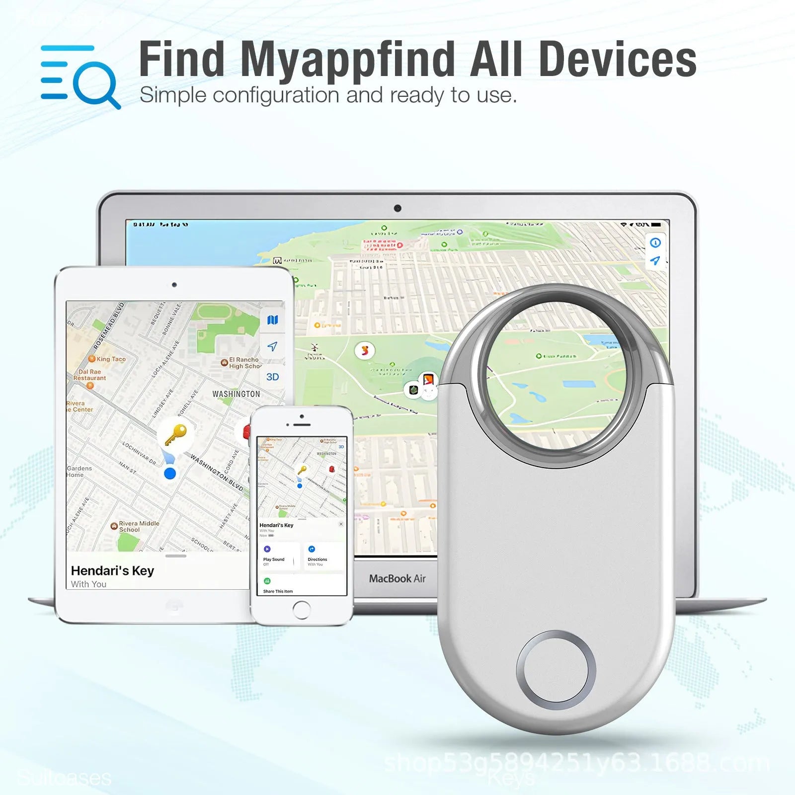 Compact black GPS anti-loss tracking device measuring 55.1mm with USB charging port