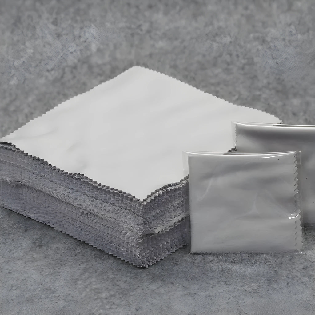 Square microfiber glasses cloth 130x130mm in gray for lens cleaning