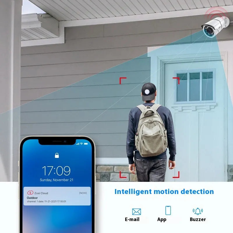 ZOSI 5MP POE security camera system with four outdoor cameras and NVR unit