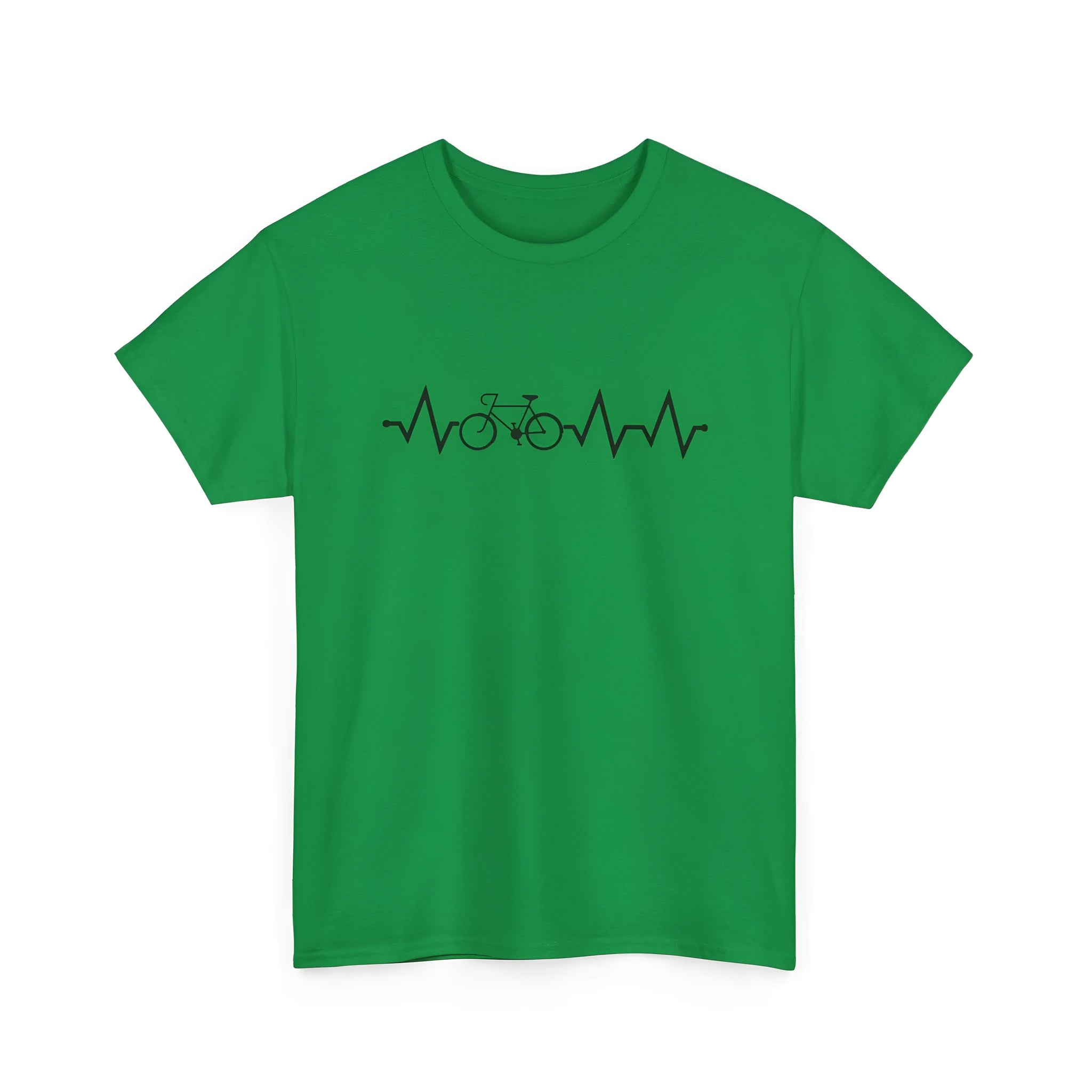 Green cotton short-sleeve T-shirt with printed letter pattern design