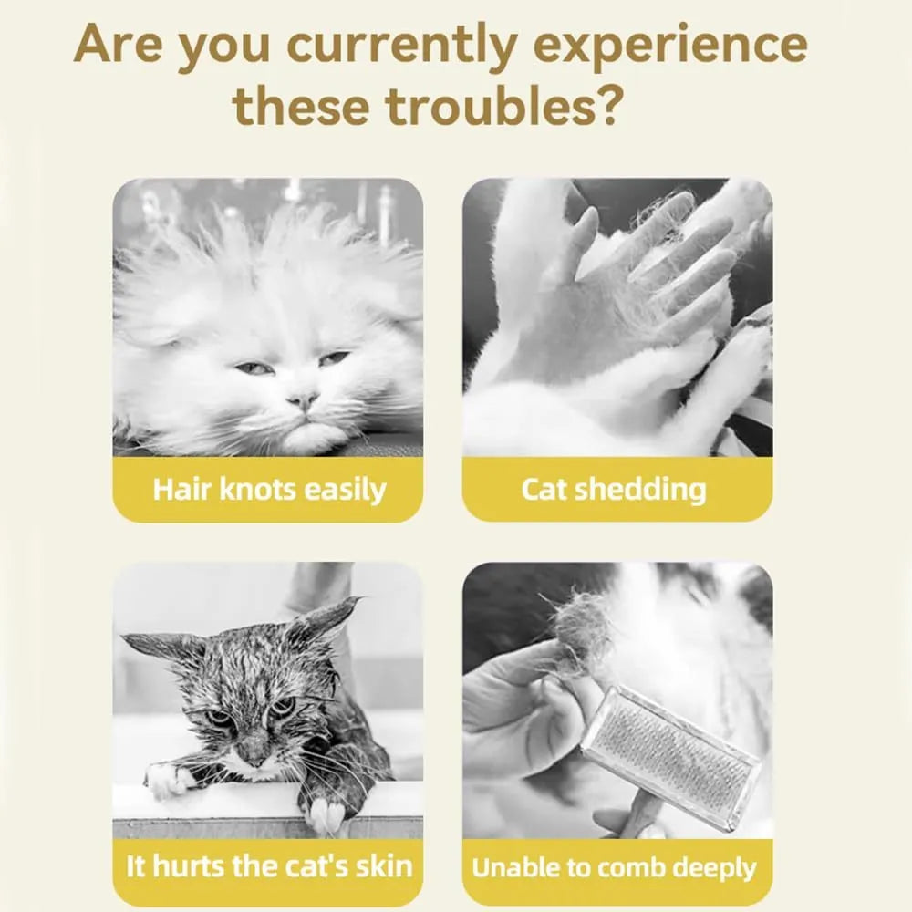 Green rechargeable cat steam brush with silicone bristles and steam activation button
