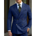 Men's two-piece cotton blend suit set in light business style, shown in available colours with sizing from S to 7XL