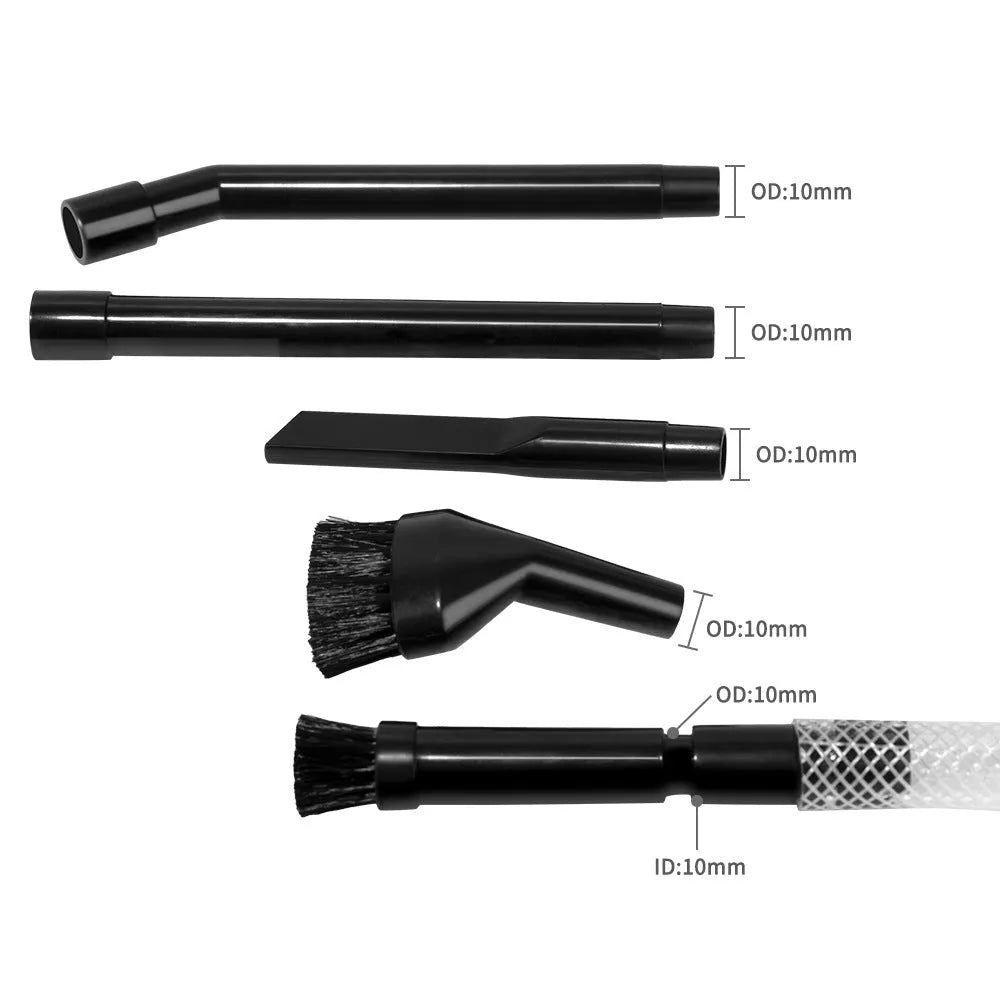 Eight-piece vacuum cleaner accessory kit with small suction heads for auxiliary dust collection