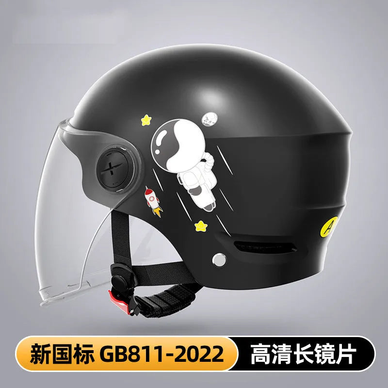 Khaki ABS electric motorcycle half helmet with interchangeable lenses for sun protection and clear visibility