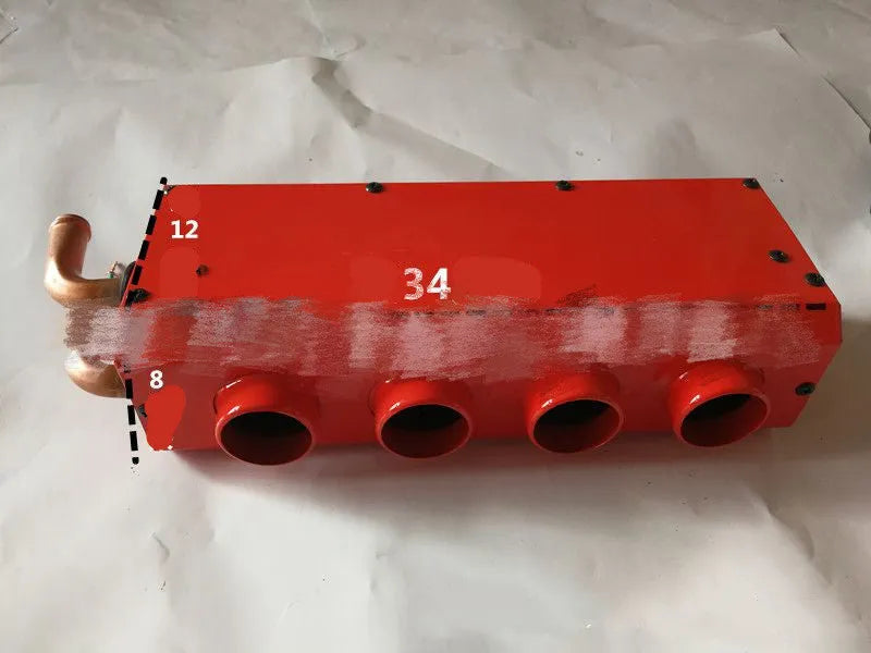 Metal automotive heater with copper pipe connections for 12V 24V vehicle installation