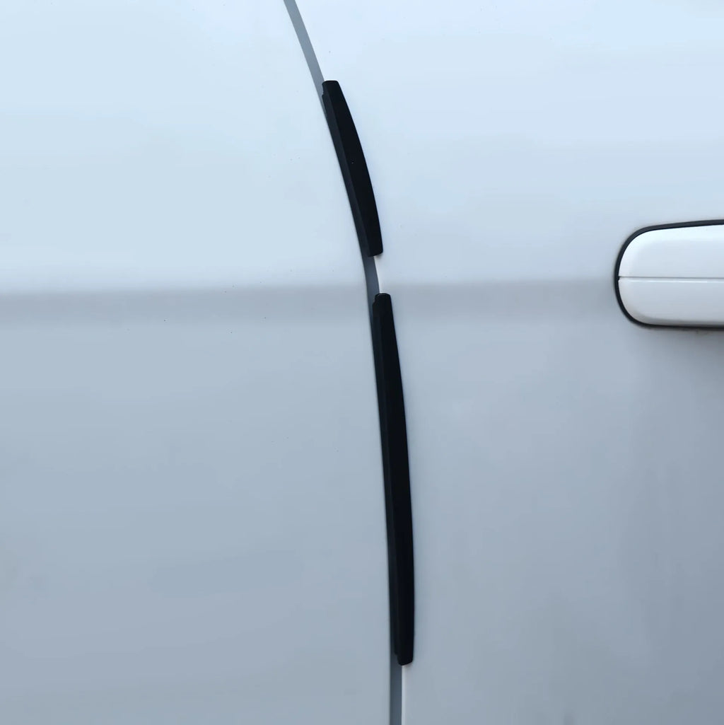 White plastic car door edge protector strip set for general vehicle fitment