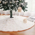 Christmas sequin embroidered tree skirt in imitation rabbit fur polyester, 90cm round, silver colour option