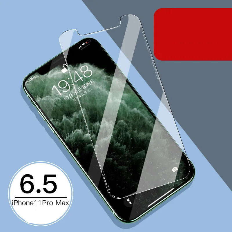 Apple iPhone tempered glass screen protector film for front and rear, showing half-screen design
