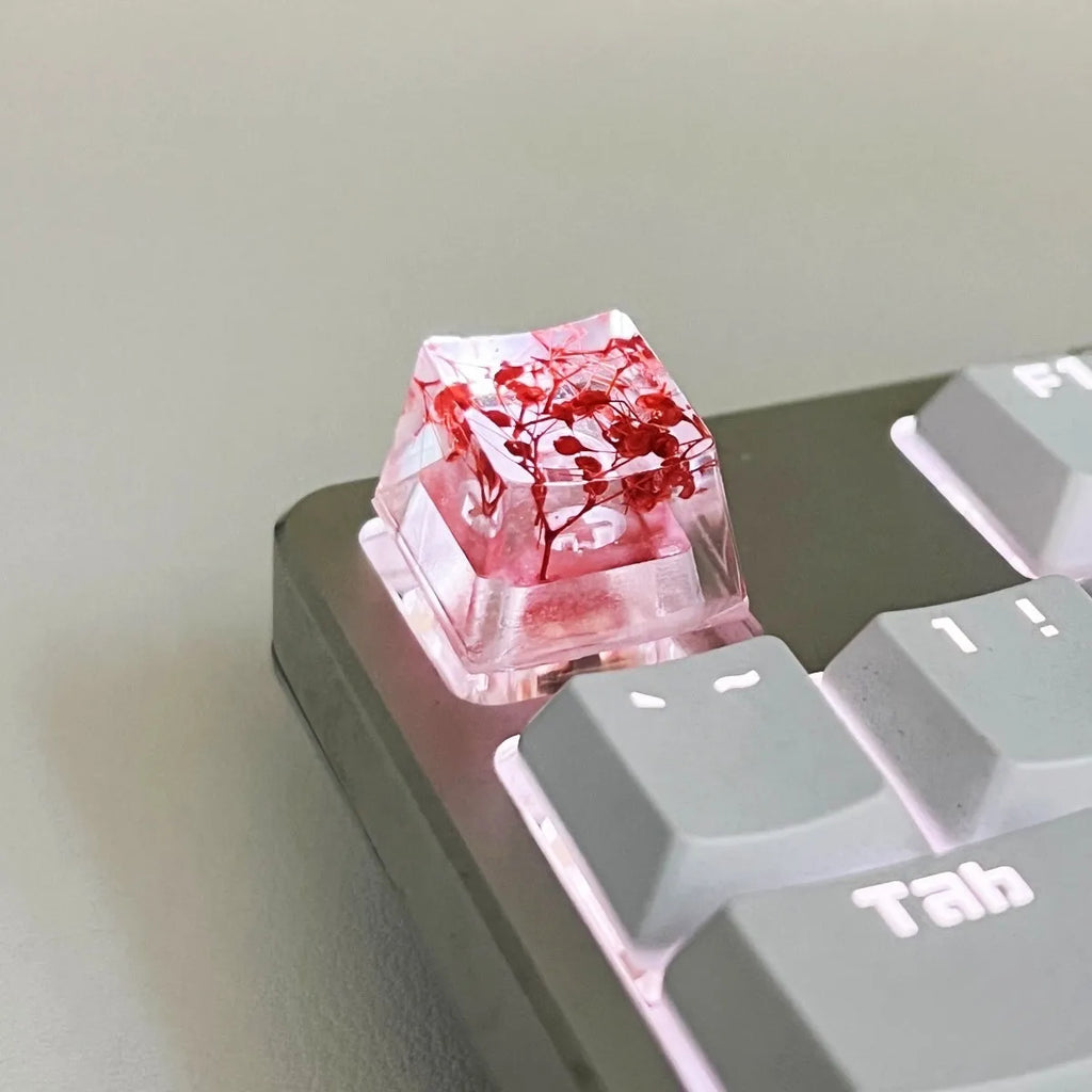 Transparent resin mechanical keyboard keycap with starry sky pattern in four colour options