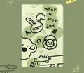 Korean cartoon flip iPad case showing Matcha Zoo design with imitation leather cover and TPU frame