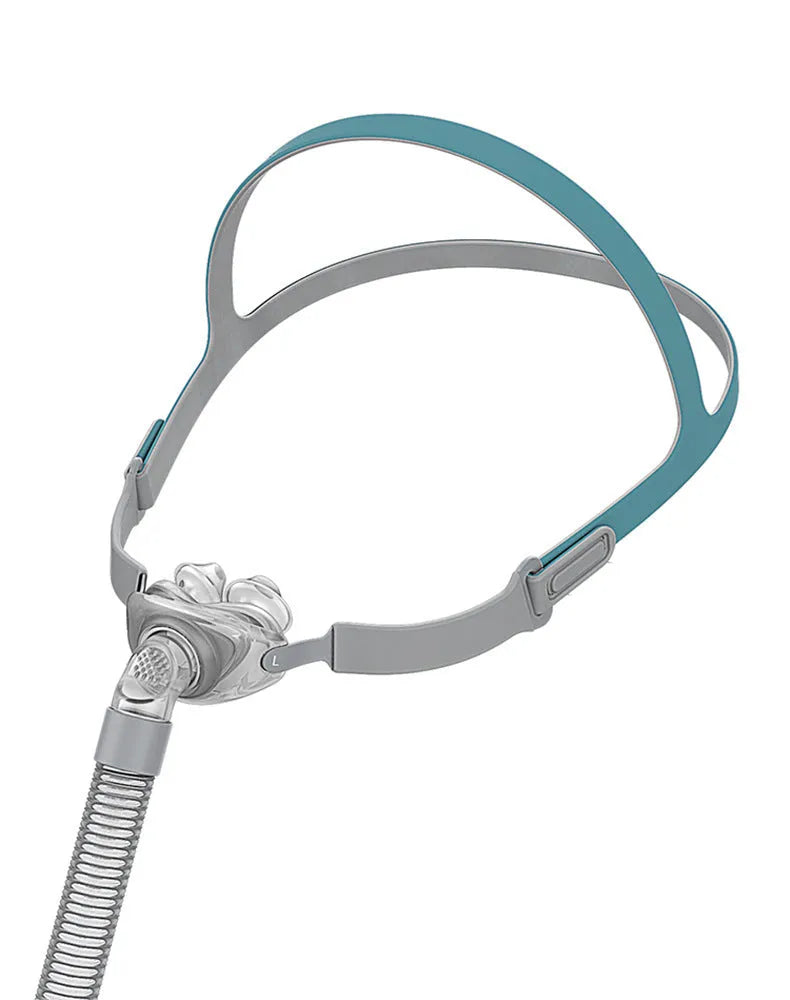 Ventilator nasal pillow mask with thickened silicone cushions and adjustable headband for CPAP machines