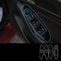 Set of four TPU transparent protective films for car door control panels, labelled for 2014-2019 vehicles.