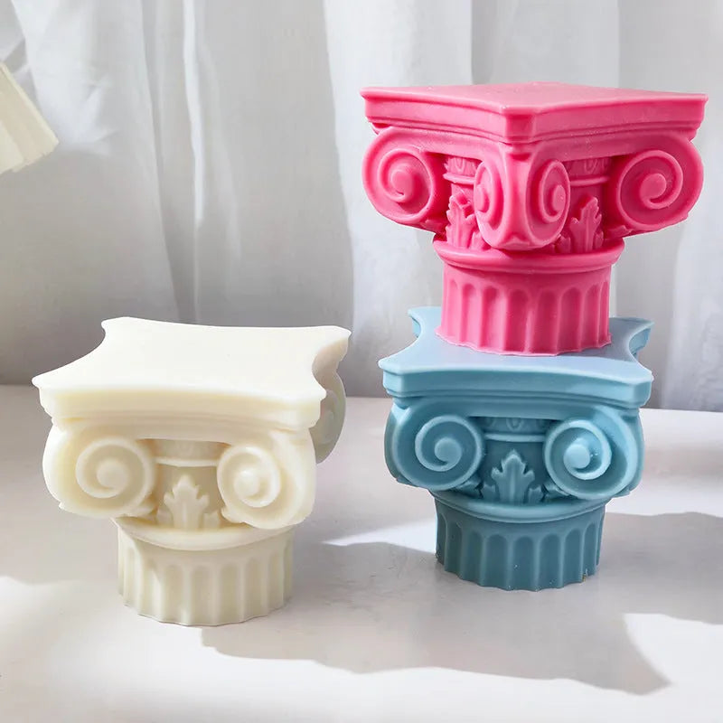Silicone Roman pillar mould for candles and crafts with irregular column shape