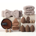 40-piece beauty tools major combination suit with hydrophilic non-latex face wash and makeup tools in Brown, Pink, Purple