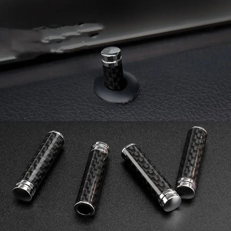 Set of four carbon fibre and metal car door handle decorative replacement covers.