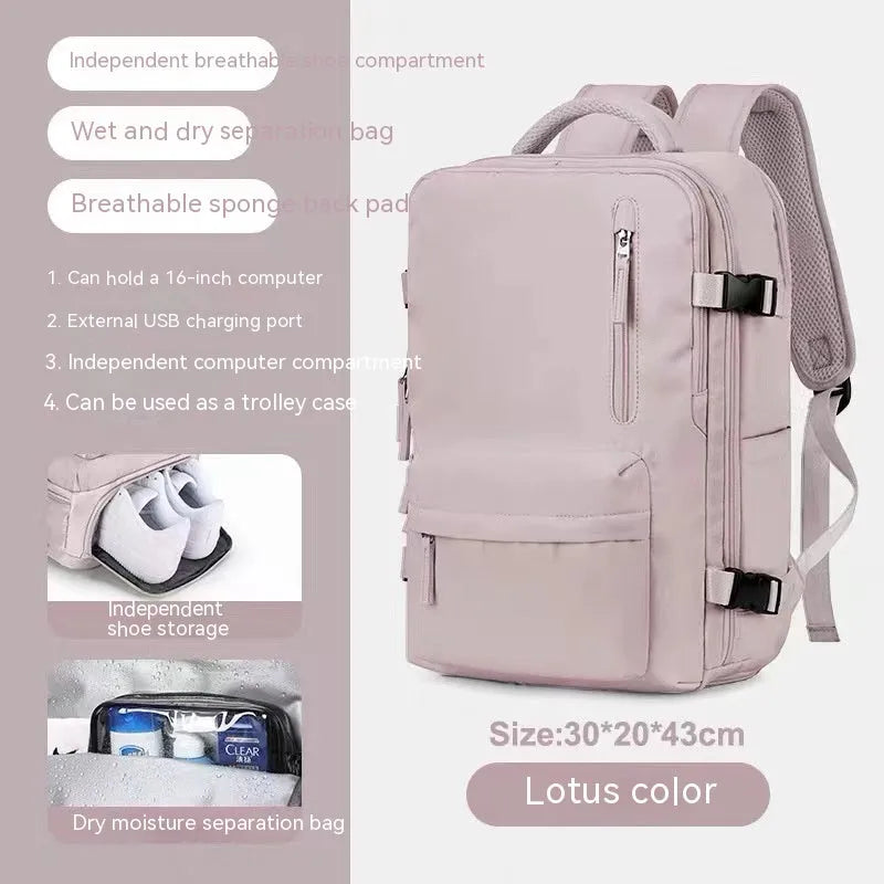 Large black waterproof nylon mummy backpack for travel, shown alongside other colour options.