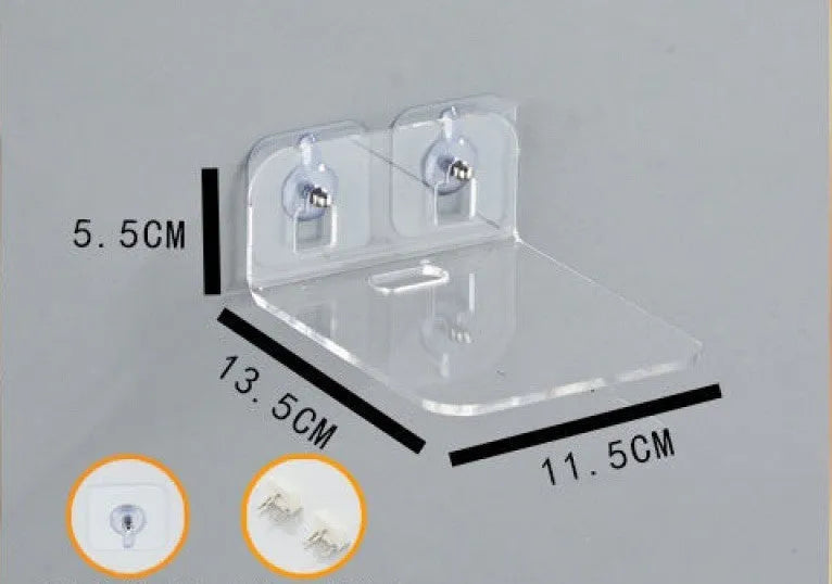 Acrylic right angle camera monitoring bracket, 13.5x11.5x5.5cm, no-drill wall mount in transparent finish