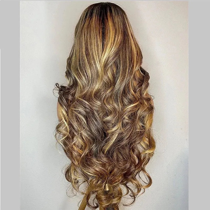 Front lace wig 134 gradient colour long curly hair cover in black and piano shades, with side bangs