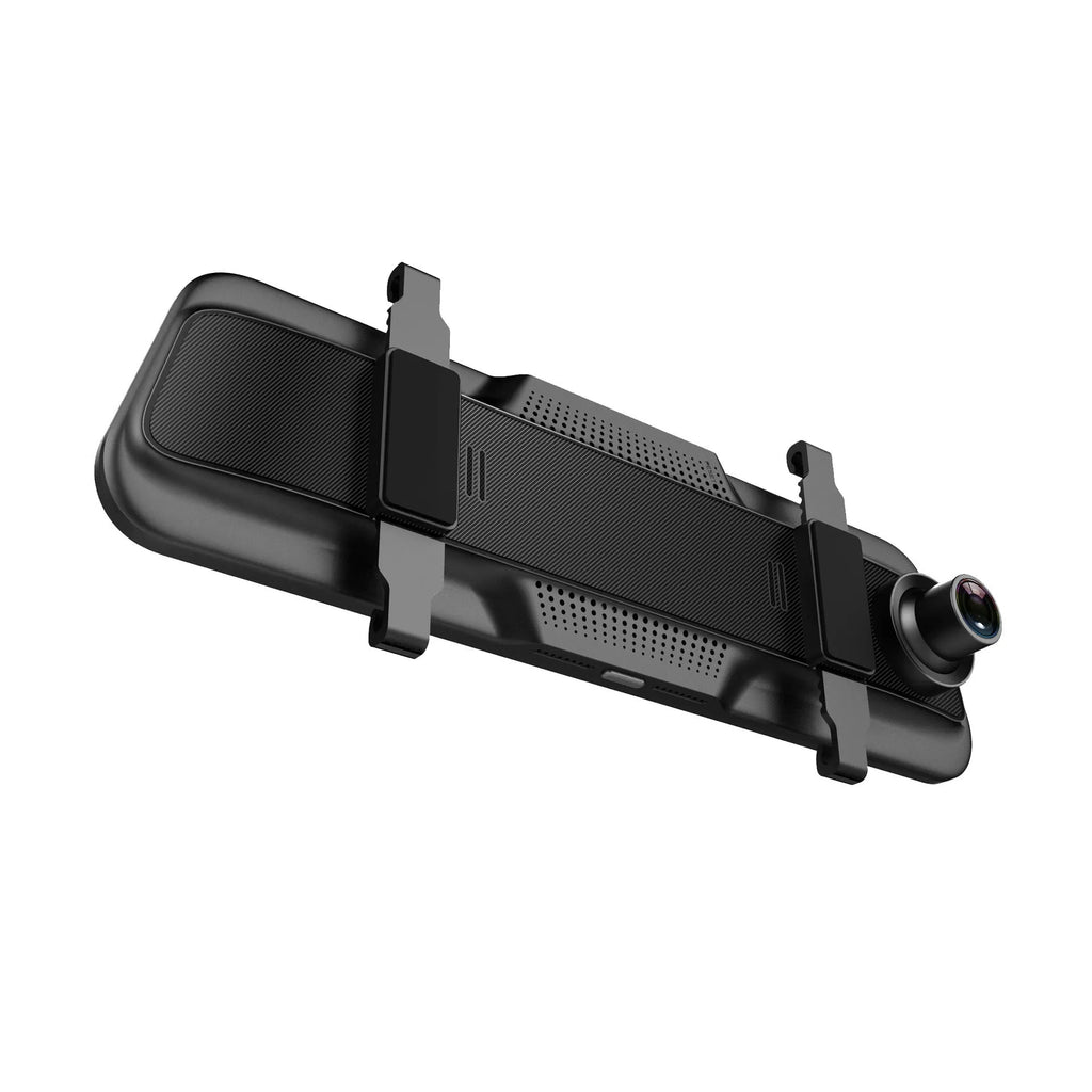 Black 10-inch rearview mirror driving recorder with touch screen and wide-angle lens