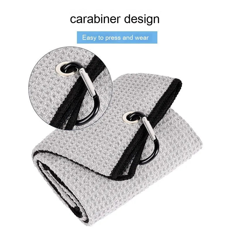 Waffle weave cleaning towel for golf balls and cue balls with lattice pattern