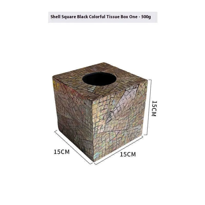 Natural shell tissue box storage container in modern design with removable organisation insert