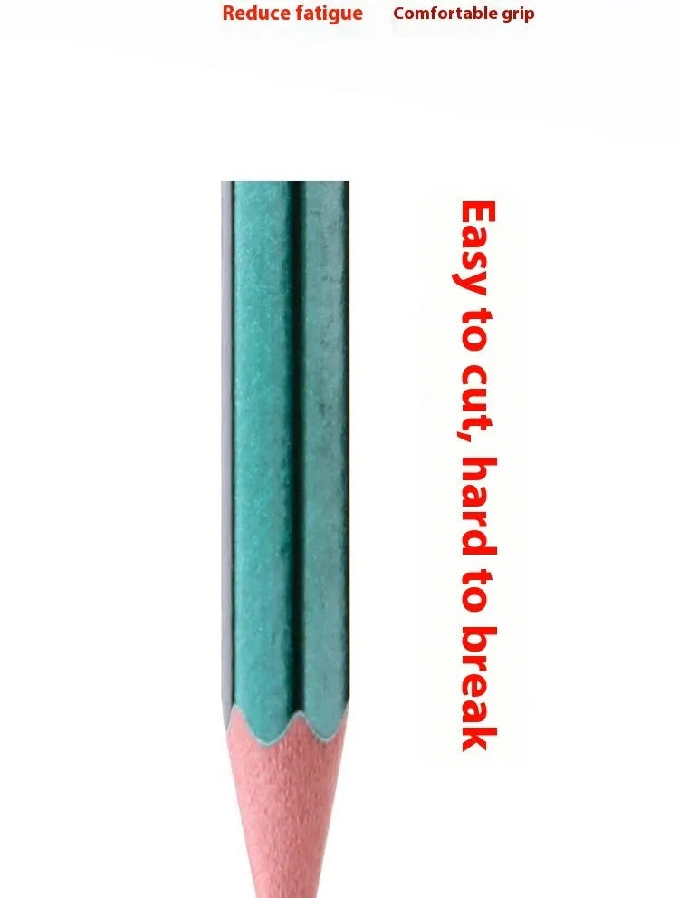 Box of 10 green rod sketching pencils with HB and 2B grades showing six-angle wooden barrels.