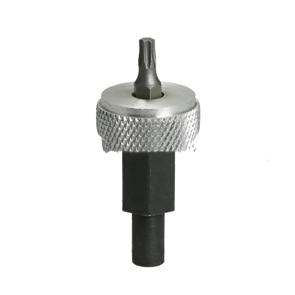 Ignition module wrench made of carbon steel with aluminium knobs, showing size scale.