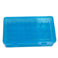 Transparent plastic storage box with 42 small compartments for sewing and embroidery supplies organiser.