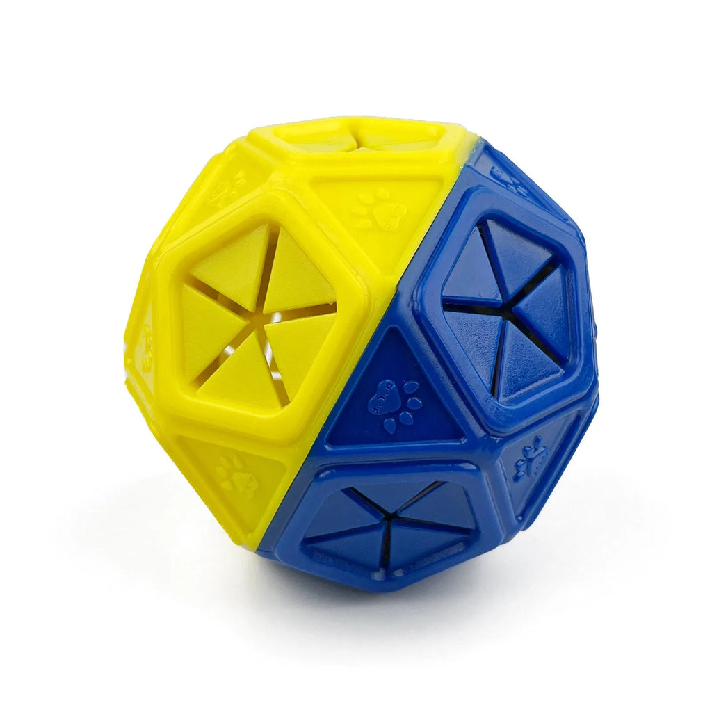 Blue dog toy ball hollow treat dispensing puzzle toy for indoor and outdoor use