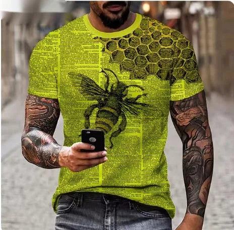 Men's grey T-shirt with a fierce lion's head in raised 3D print on the front.