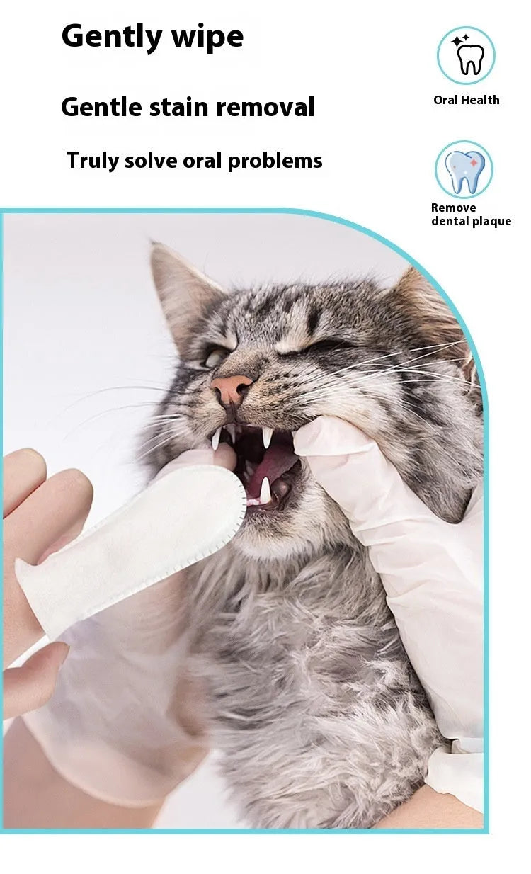 50-piece pack of non-woven fabric pet dental cleaning finger stalls for cats and dogs