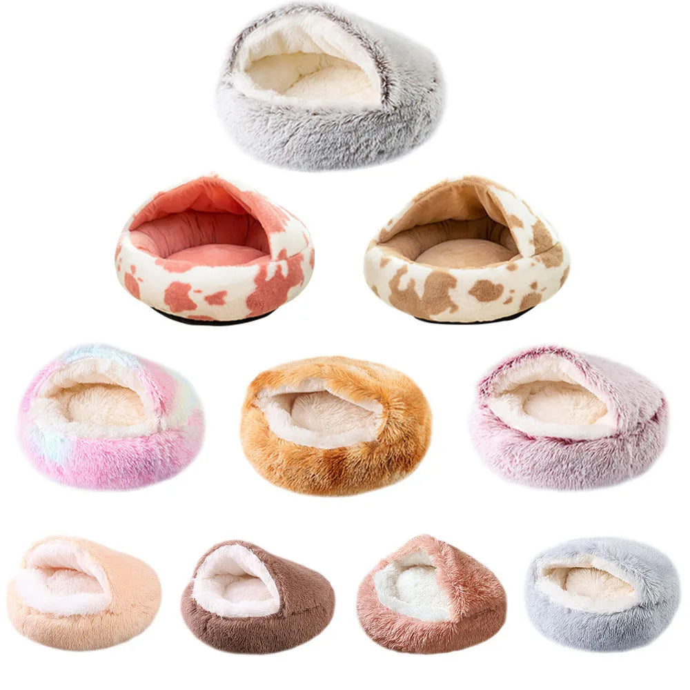 Waterproof cloth dog kennel with semi-surrounded warm room design in gradient coffee colour