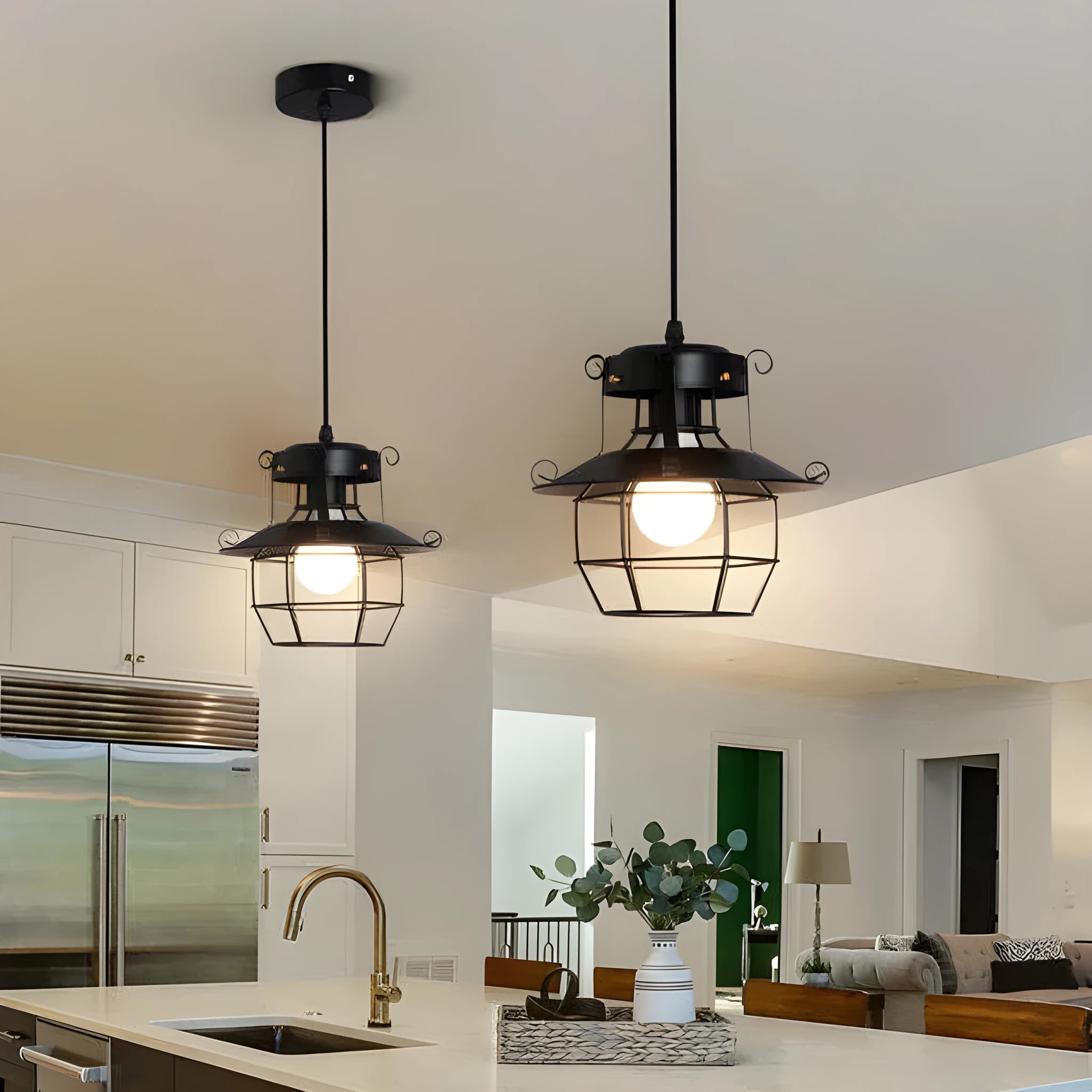American iron droplight lantern-shaped retro single head shade for corridor restaurant