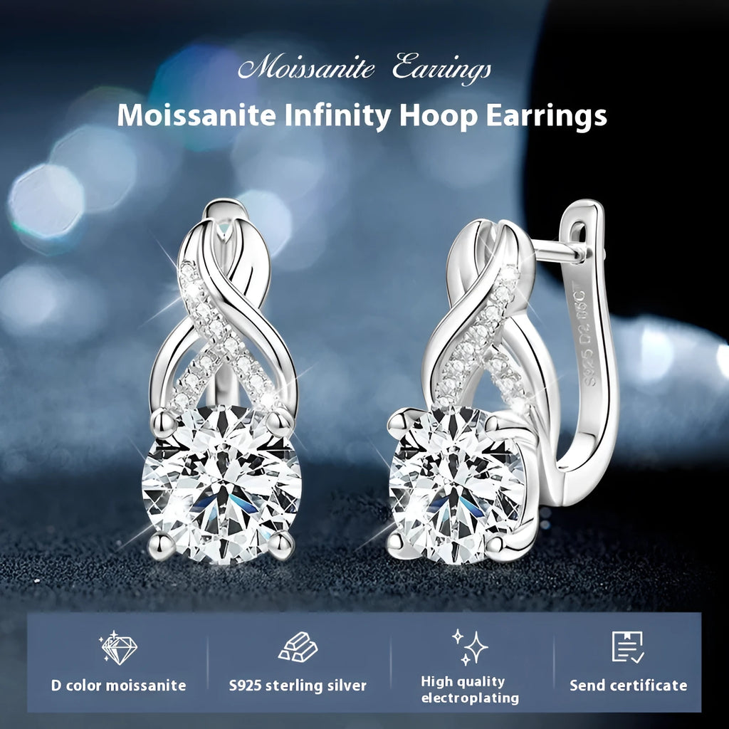 Light luxury moissanite twist drop earrings in 925 silver with gold finish