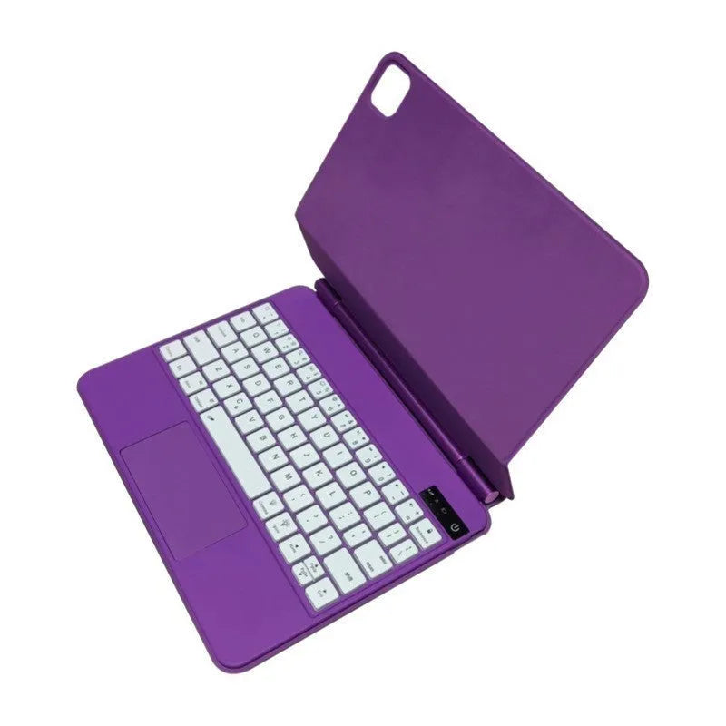 Suspension Magic Control wireless Bluetooth keyboard magnetically attached to 11-inch iPad protective sleeve in chosen colour.