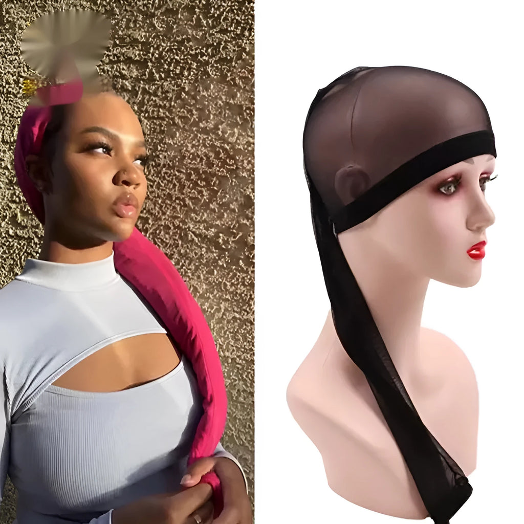 Wig net high elasticity mesh cap in black for long hair, spandex construction