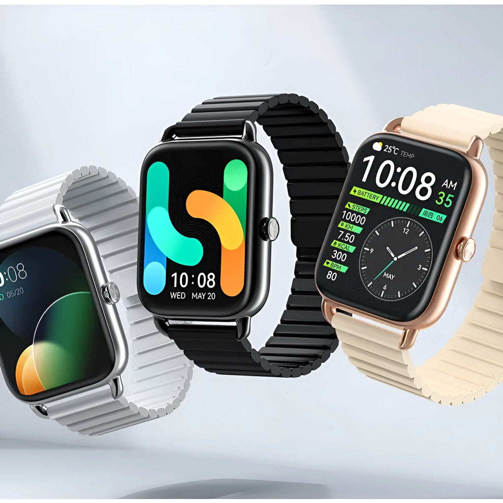 HAYLOU RS4 Plus black smartwatch with AMOLED screen on wrist displaying workout stats.