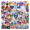 Pack of 50 colourful tea cup graffiti design waterproof vinyl stickers for DIY decoration.