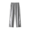 Men's straight leg casual trousers in black or grey with elastic waistband for plus size summer wear